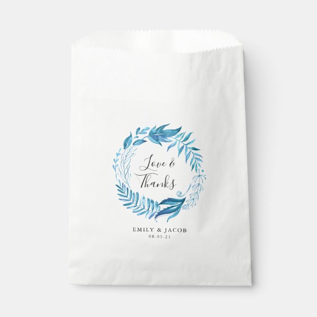 Bolsa De Papel Hojas de Índigo | Boda personalizado gracias (Anverso)