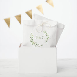 Bolsa De Papel Hojas verdes Monograma elegante Boda personalizada