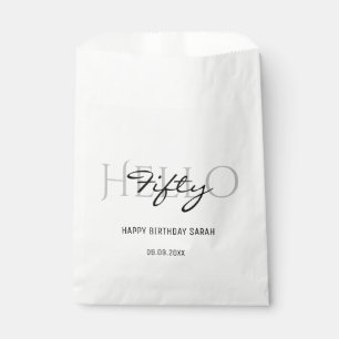Bolsa De Papel Hola 50 años Elegante caligrafía blanca