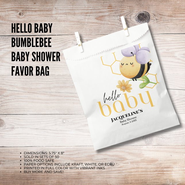 Bolsa De Papel Hola Baby Bumblebee Baby Shower (The Butterfly Studio
Hello Baby Bumblebee Baby Shower Favor Bag)