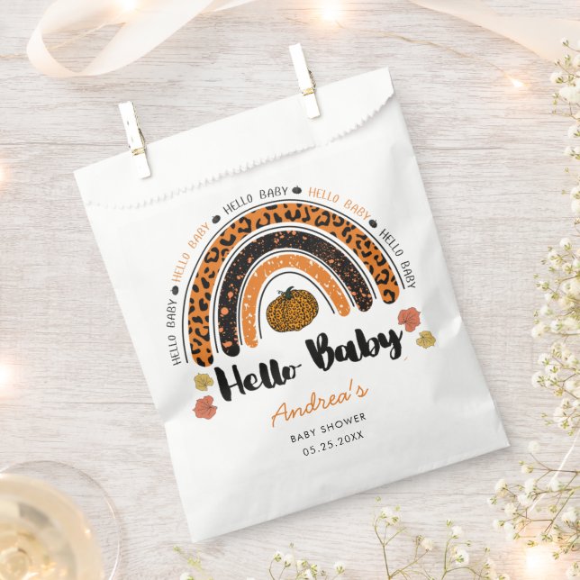 Bolsa De Papel Hola Baby Pumpkin Baby Shower (Cortado)