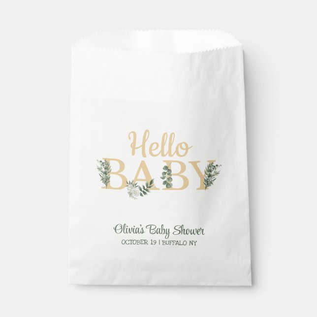 Bolsa De Papel Hola bebé Eucalyptus (Anverso)