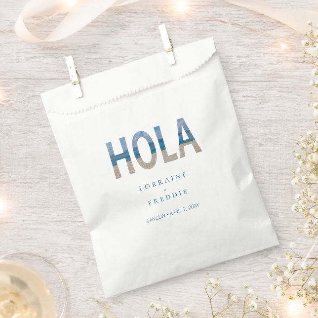 Bolsa De Papel Hola Mexico Beach Tropical Destination Wedding (Cortado)