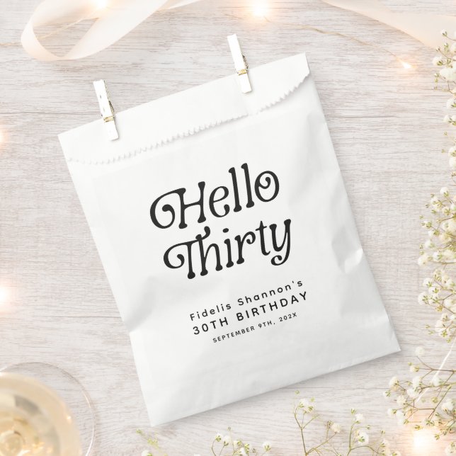 Bolsa De Papel Hola Treinta Retro 30 cumpleaños (Cortado)