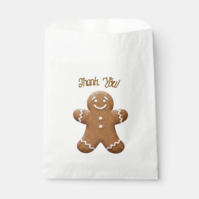 Bolsa De Papel Holiday Gingerbread Cookie Gracias (Anverso)