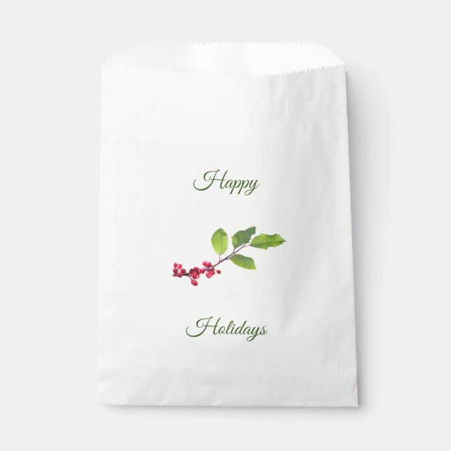 Bolsa De Papel Holly berries felices fiestas (Anverso)