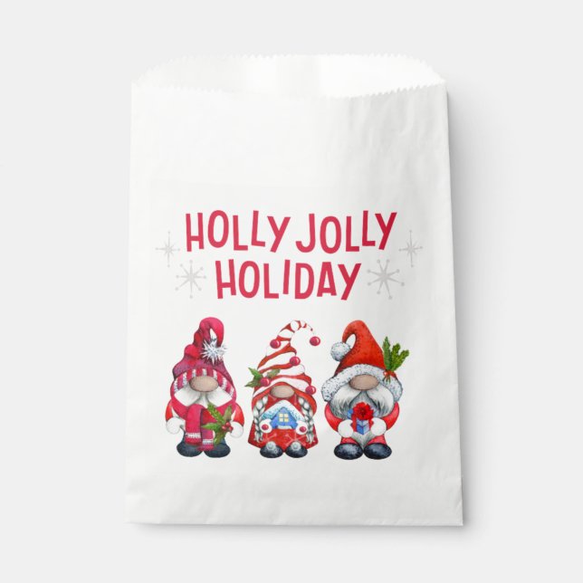 Bolsa De Papel Holly Jolly Holiday Gnomes    (Anverso)
