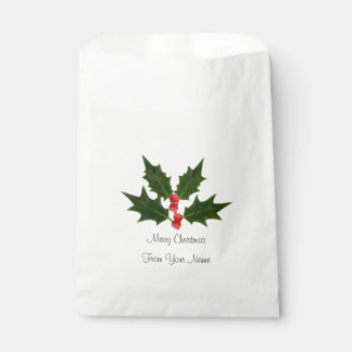 Bolsa De Papel Holly Merry Christmas from Your Name Favor Bags
