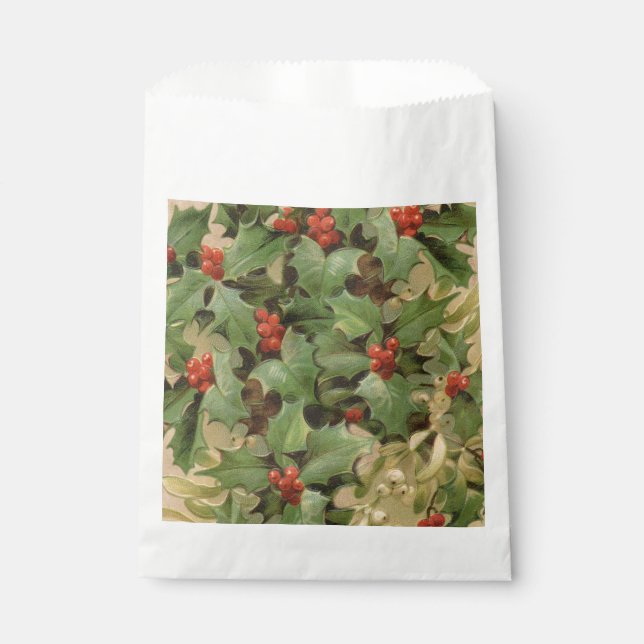 Bolsa De Papel Holly Tree Navidades Holiday Vintage (Anverso)