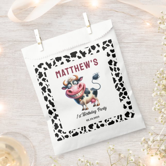 Bolsa De Papel Holy Cow! 1st Birthday | Animal First Birthday  (Cortado)