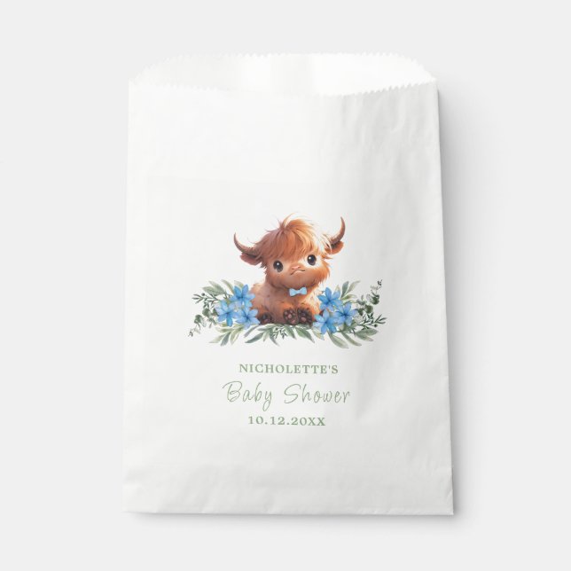 BOLSA DE PAPEL HOLY COW HIGHLAND MODERNO BLUE BABY SHOWER (Anverso)