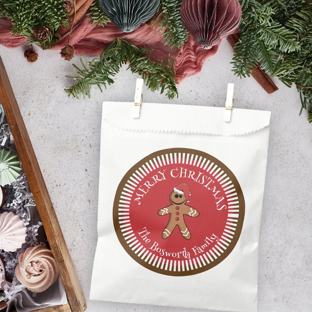 Bolsa De Papel Hombre de pan de jengibre con Santa Hat Feliz Navi (Subido por el creador)