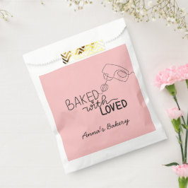 Bolsa De Papel Horneado con amor letra rosa a mano