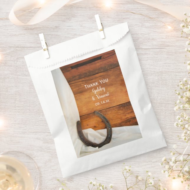 Bolsa De Papel Horseshoe Satin Country Western Boda Gracias (Cortado)