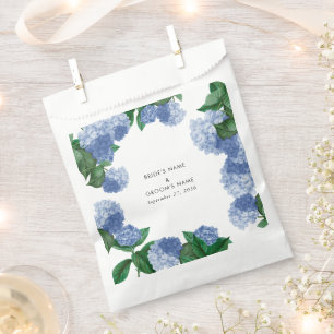Bolsa De Papel Hortensia Azul Floristería Verde Moderna Boda