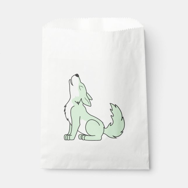Bolsa De Papel Howling Pastel Green Wolf (Anverso)
