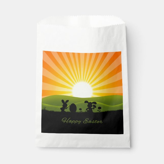 Bolsa De Papel Huevo de pintura de conejo de Pascua (Anverso)