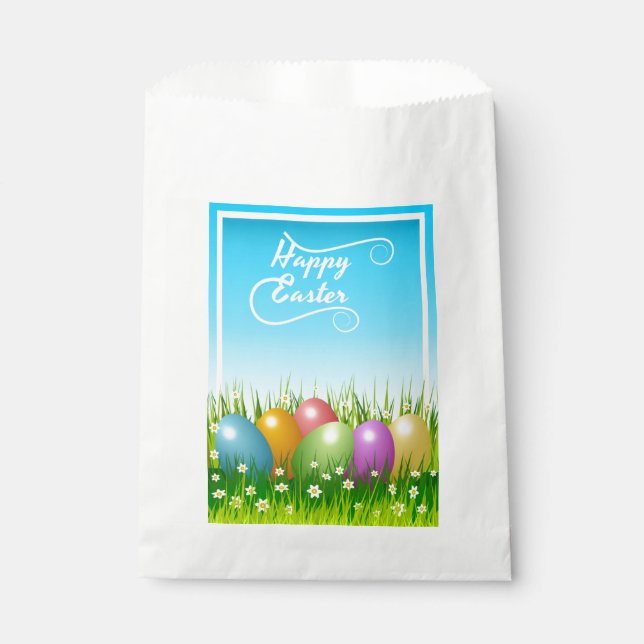 BOLSA DE PAPEL HUEVOS COLORIDOS DE ORIENTE "FELIZ" (Anverso)
