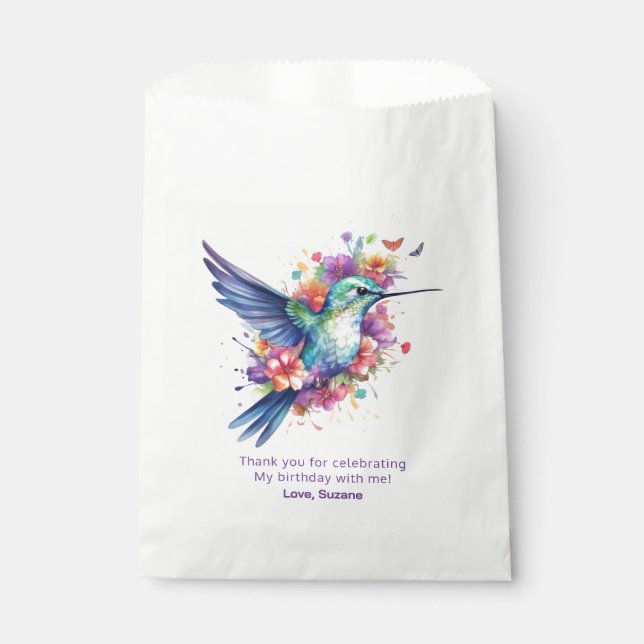Bolsa De Papel Hummingbirds Floral Bouquet Birday Party (Anverso)