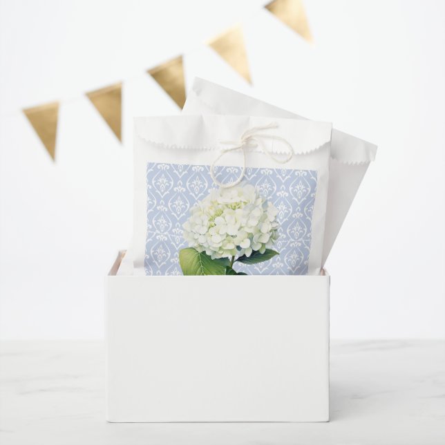Bolsa De Papel Hydrangea blanca de Damasco Azul (Fiesta)