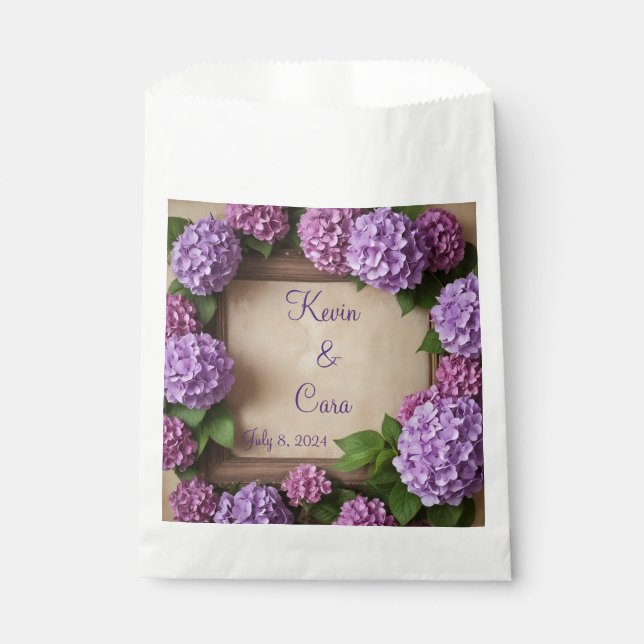 Bolsa De Papel Hydrangeas púrpura y rosa (Anverso)