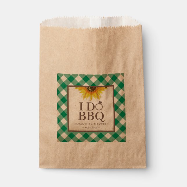 Bolsa De Papel I Do BBQ Green Gingham and Sunflower (Anverso)