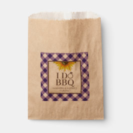 Bolsa De Papel I Do BBQ Purple Gingham and Sunflower
