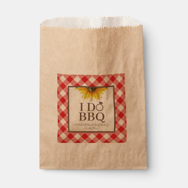 Bolsa De Papel I Do BBQ Red Gingham and Sunflower (Anverso)