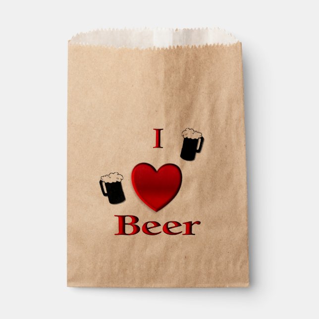 Bolsa De Papel I Heart Beer Design (Anverso)