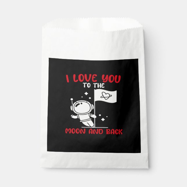 Bolsa De Papel I Love You To The Moon And Back Playful Valentine  (Anverso)
