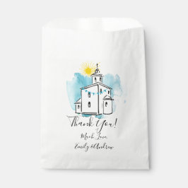 Bolsa De Papel Iglesia acuarela con Cross Steeple Gracias