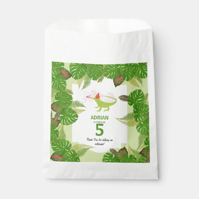 Bolsa De Papel Iguana Lizard Fiesta de Animales (Anverso)