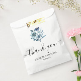 Bolsa De Papel ilustración de acuarela rústica ramo floral azul