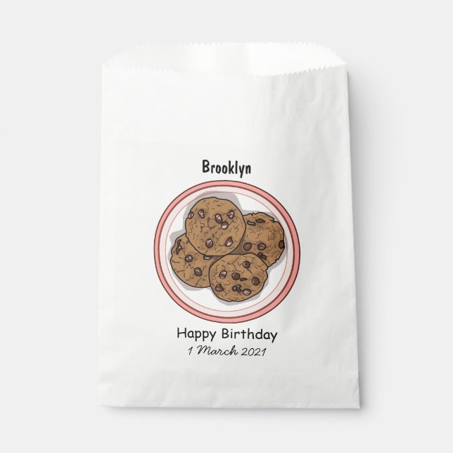 Bolsa De Papel Ilustración de dibujos animados de galletas con ch (Anverso)