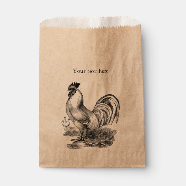 Bolsa De Papel Ilustracion de gallo de época (Anverso)