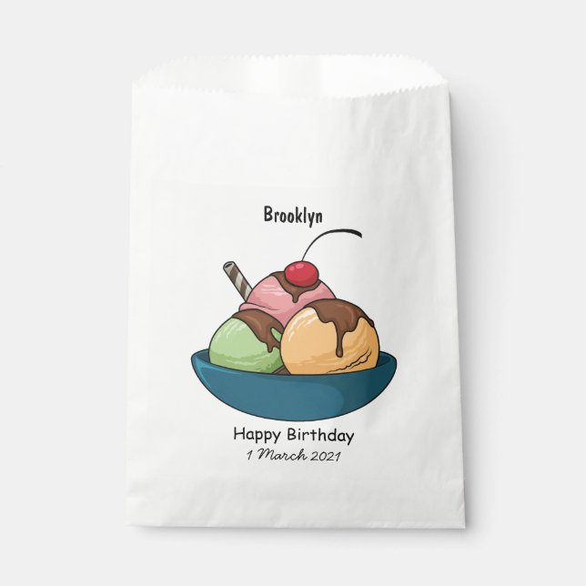 Bolsa De Papel Ilustracion de helado personalizado (Anverso)