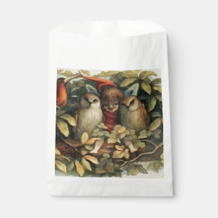 Bolsa De Papel Ilustración de la naturaleza de búhos y hadas elfa