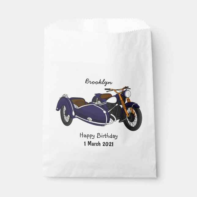 Bolsa De Papel Ilustracion de motocicleta púrpura de Sidecar (Anverso)