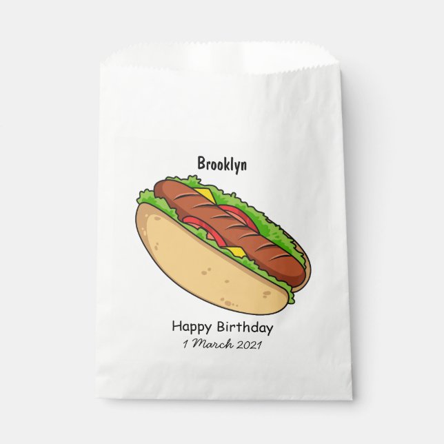 Bolsa De Papel Ilustracion de personalizado de hot dog (Anverso)