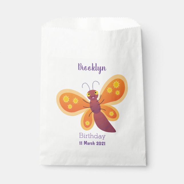 Bolsa De Papel Ilustracion de personalizado de mariposa naranja f (Anverso)