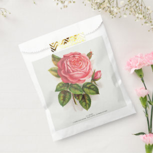 Bolsa De Papel Ilustración floral de rosa rosa antigua Cottagecor