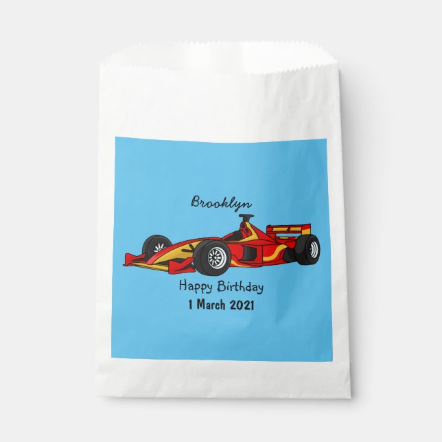 Bolsa De Papel Ilustracion personalizado de coches de carreras de (Anverso)