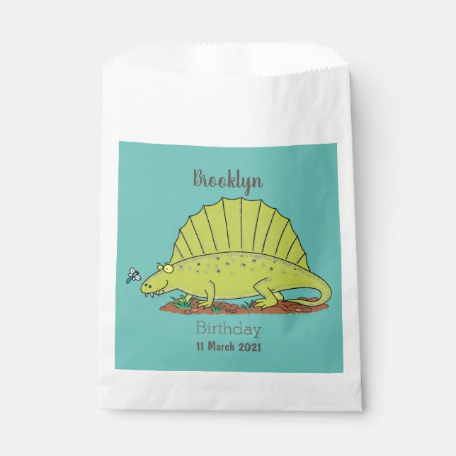 Bolsa De Papel Ilustracion personalizado de dimetrodon verde lind (Anverso)