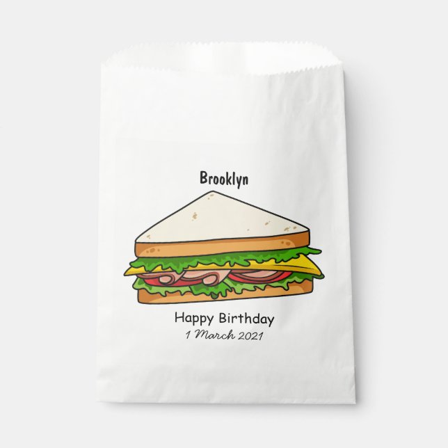 Bolsa De Papel Ilustracion personalizado de sándwich (Anverso)