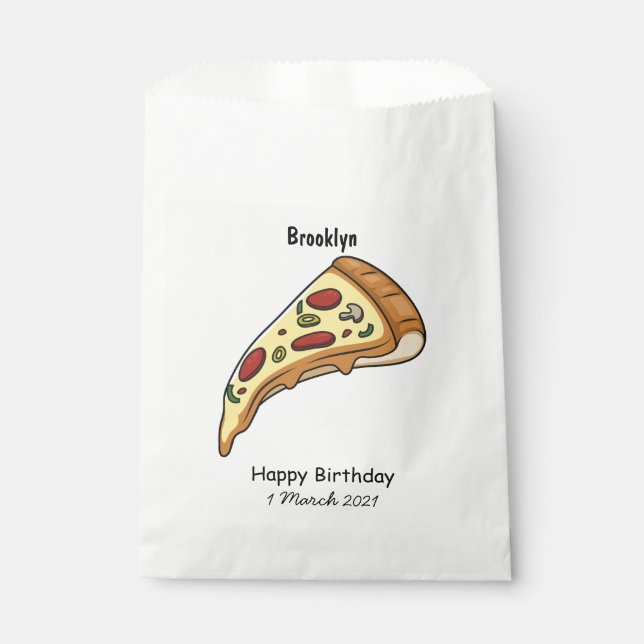 Bolsa De Papel Ilustracion personalizado Pizza (Anverso)