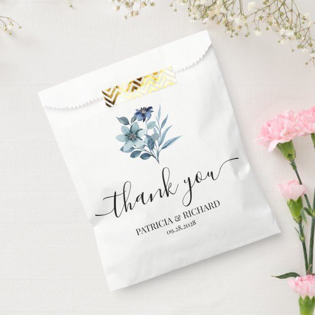 Bolsa De Papel Ilustración Rústica Acuarela Ramo Floral Azul (Sellado)