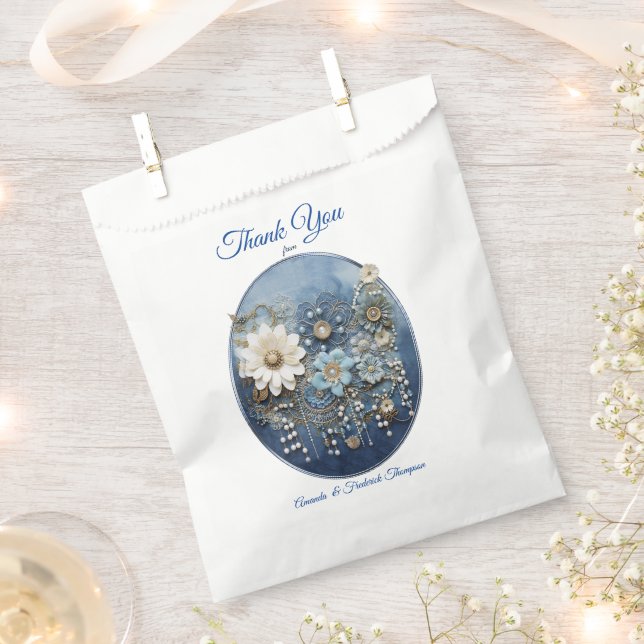 Bolsa De Papel Impresión de denim azul 3D a la moda con joyas dis (Cortado)