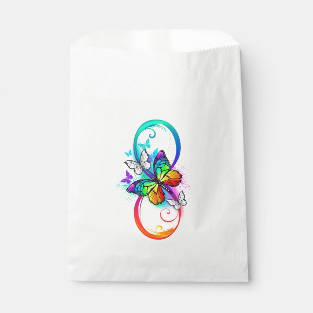 Bolsa De Papel Infinidad brillante con la mariposa arcoiris (Anverso)