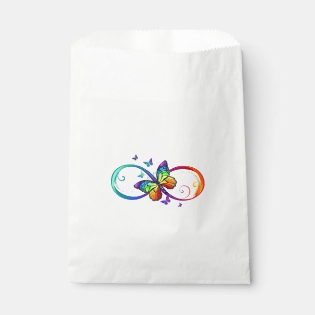 Bolsa De Papel Infinidad vibrante con mariposa arco iris sobre ne (Anverso)