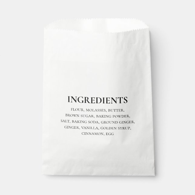 Bolsa De Papel Ingredientes Personalizados Negro Blanco Simple (Anverso)